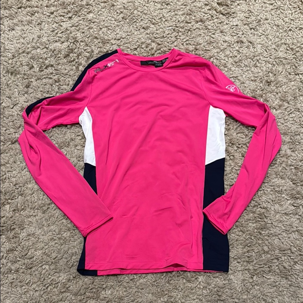 Ralph Lauren RLX Pink Women's Dri Fit Long Sleeve Top Pink, Navy, White
